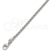 Rhodium Plated Basic Necklace, Rope Design, Polished, Rhodium Finish, 5.222.035.1.24 (03 MM Thickness, 24 Inches Length)