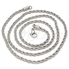 Rhodium Plated Basic Necklace, Rope Design, Polished, Rhodium Finish, 5.222.035.1.26 (03 MM Thickness, 26 Inches Length)