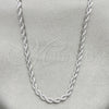 Rhodium Plated Basic Necklace, Rope Design, Polished, Rhodium Finish, 5.222.035.1.26 (03 MM Thickness, 26 Inches Length)