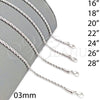 Rhodium Plated Basic Necklace, Rope Design, Polished, Rhodium Finish, 5.222.035.1.26 (03 MM Thickness, 26 Inches Length)