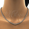 Rhodium Plated Basic Necklace, Rope Design, Polished, Rhodium Finish, 5.222.035.1.28 (03 MM Thickness, 28 Inches Length)