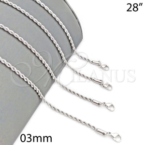 White Gold Filled Necklace — Basic Necklace Rope Design Polished 5. 03 MM — main product view — SKU 109749 | Oro Laminado Blanco collar — básico Necklace Rope diseño pulido 5. 03 MM — SKU 109749