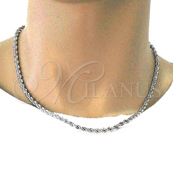 White Gold Filled Necklace — Basic Necklace Rope Design Polished 5. 04 MM — alternate product view — SKU 109751 | Oro Laminado Blanco collar — básico Necklace Rope diseño pulido 5. 04 MM — SKU 109751