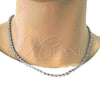 Rhodium Plated Basic Necklace, Rope Design, Polished, Rhodium Finish, 5.222.034.1.18 (04 MM Thickness, 18 Inches Length)
