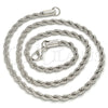 Rhodium Plated Basic Necklace, Rope Design, Polished, Rhodium Finish, 5.222.034.1.18 (04 MM Thickness, 18 Inches Length)