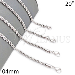 White Gold Filled Necklace — Basic Necklace Rope Design Polished 5. 04 MM — main product view — SKU 109752 | Oro Laminado Blanco collar — básico Necklace Rope diseño pulido 5. 04 MM — SKU 109752