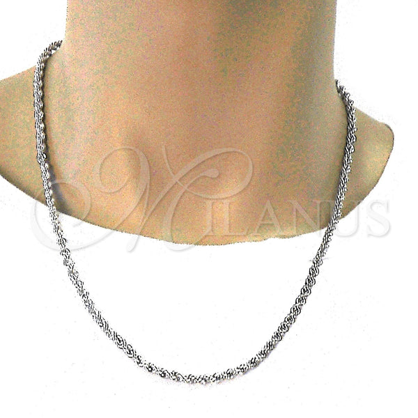 White Gold Filled Necklace — Basic Necklace Rope Design Polished 5. 04 MM — alternate product view — SKU 109754 | Oro Laminado Blanco collar — básico Necklace Rope diseño pulido 5. 04 MM — SKU 109754