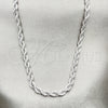 Rhodium Plated Basic Necklace, Rope Design, Polished, Rhodium Finish, 5.222.034.1.24 (04 MM Thickness, 24 Inches Length)