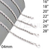 Rhodium Plated Basic Necklace, Rope Design, Polished, Rhodium Finish, 5.222.034.1.24 (04 MM Thickness, 24 Inches Length)