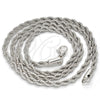 Rhodium Plated Basic Necklace, Rope Design, Polished, Rhodium Finish, 5.222.034.1.26