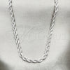 Rhodium Plated Basic Necklace, Rope Design, Polished, Rhodium Finish, 5.222.034.1.26