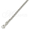Rhodium Plated Basic Necklace, Rope Design, Polished, Rhodium Finish, 5.222.034.1.26 (04 MM Thickness, 26 Inches Length)