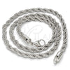 Rhodium Plated Basic Necklace, Rope Design, Polished, Rhodium Finish, 5.222.033.1.18 (05 MM Thickness, 18 Inches Length)