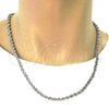 Rhodium Plated Basic Necklace, Rope Design, Polished, Rhodium Finish, 5.222.033.1.24 (05 MM Thickness, 24 Inches Length)