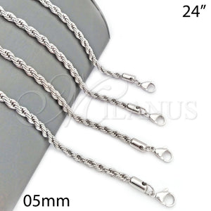 White Gold Filled Necklace — Basic Necklace Rope Design Polished 5. 05 MM — main product view — SKU 109761 | Oro Laminado Blanco collar — básico Necklace Rope diseño pulido 5. 05 MM — SKU 109761