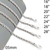 Rhodium Plated Basic Necklace, Rope Design, Polished, Rhodium Finish, 5.222.033.1.24 (05 MM Thickness, 24 Inches Length)