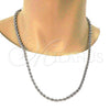 Rhodium Gold Filled Basic Necklace, Rope Design, Polished, Rhodium Finish, 5.222.033.1.26 (05 MM Thickness, 26 Inches Length)