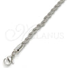 Rhodium Plated Basic Necklace, Rope Design, Polished, Rhodium Finish, 5.222.033.1.26 (05 MM Thickness, 26 Inches Length)