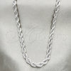 Rhodium Plated Basic Necklace, Rope Design, Polished, Rhodium Finish, 5.222.033.1.26 (05 MM Thickness, 26 Inches Length)