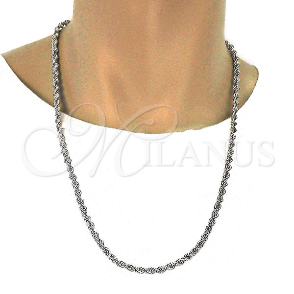 White Gold Filled Necklace — Basic Necklace Rope Design Polished 5. 05 MM — alternate product view — SKU 109763 | Oro Laminado Blanco collar — básico Necklace Rope diseño pulido 5. 05 MM — SKU 109763