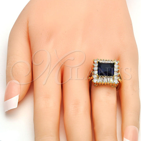 Oro Laminado Multi Stone Ring, Gold Filled Style with Tanzanite and White Cubic Zirconia, Polished, Golden Finish, 01.205.0012.2.08 (Size 8)