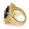 Oro Laminado Multi Stone Ring, Gold Filled Style with Tanzanite and White Cubic Zirconia, Polished, Golden for wholesale, additional product view 4