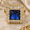 Oro Laminado Multi Stone Ring, Gold Filled Style with Tanzanite and White Cubic Zirconia, Polished, Golden Finish, 01.205.0012.2.08 (Size 8)