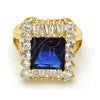 Oro Laminado Multi Stone Ring, Gold Filled Style with Tanzanite and White Cubic Zirconia, Polished, Golden for wholesale, main product view