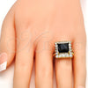 Oro Laminado Multi Stone Ring, Gold Filled Style with Black and White Cubic Zirconia, Polished, Golden Finish, 01.205.0012.3.08 (Size 8)