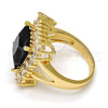 Oro Laminado Multi Stone Ring, Gold Filled Style with Black and White Cubic Zirconia, Polished, Golden Finish, 01.205.0012.3.08 (Size 8)
