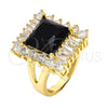 Oro Laminado Multi Stone Ring, Gold Filled Style with Black and White Cubic Zirconia, Polished, Golden Finish, 01.205.0012.3.08 (Size 8)