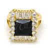 Oro Laminado Multi Stone Ring, Gold Filled Style with Black and White Cubic Zirconia, Polished, Golden Finish, 01.205.0012.3.08 (Size 8)