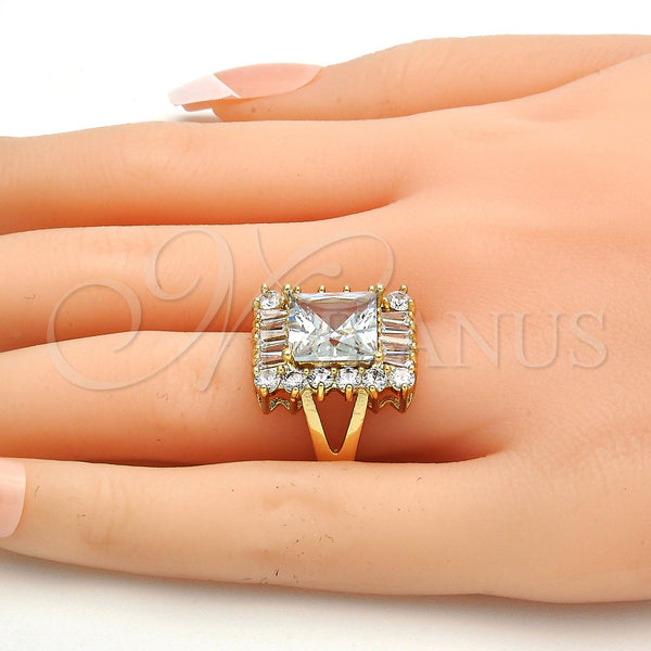 Gold Filled Ring — Multi Stone Ring Baguette Design with White Cubic — alternate product view — SKU 109800 | Oro Laminado anillo — Multi Stone Ring Baguette diseño with blanco Cubic — SKU 109800