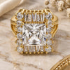 Oro Laminado Multi Stone Ring, Gold Filled Style Baguette Design, with White Cubic Zirconia, Polished, Golden Finish, 01.205.0012.4.07 (Size 7)