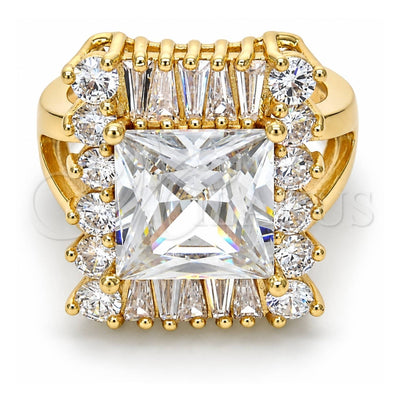 Oro Laminado Multi Stone Ring, Gold Filled Style with White Cubic Zirconia, Polished, Golden Finish, 01.205.0012.4.09 (Size 9)