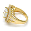 Oro Laminado Multi Stone Ring, Gold Filled Style Flower and Baguette Design, with White Cubic Zirconia, Polished, Golden Finish, 01.205.0010.4.08 (Size 8)