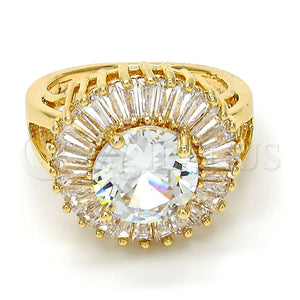 Gold Filled Ring — Multi Stone Ring Flower and Baguette Design with — main product view — SKU 109816 | Oro Laminado anillo — Multi Stone Ring flor and Baguette diseño with — SKU 109816