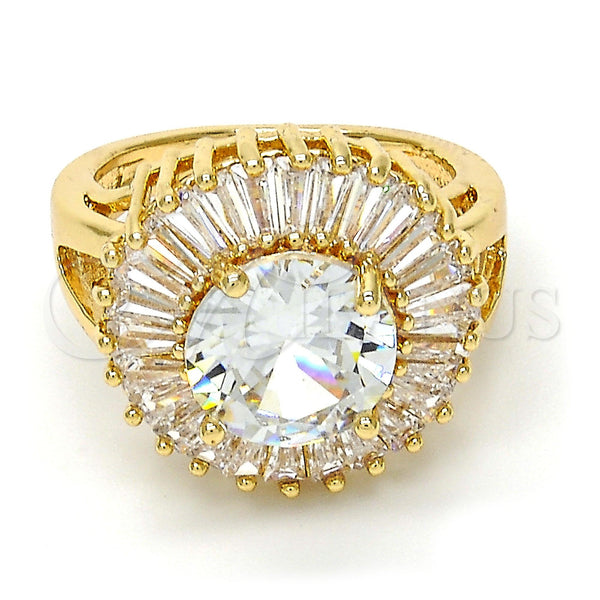 Gold Filled Ring — Multi Stone Ring Flower and Baguette Design with — main product view — SKU 109816 | Oro Laminado anillo — Multi Stone Ring flor and Baguette diseño with — SKU 109816