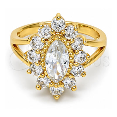 Oro Laminado Multi Stone Ring, Gold Filled Style with White Cubic Zirconia, Polished, Golden Finish, 01.205.0003.07 (Size 7)