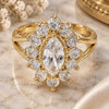 Oro Laminado Multi Stone Ring, Gold Filled Style with White Cubic Zirconia, Polished, Golden Finish, 01.205.0003.08 (Size 8)