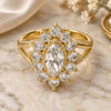 Oro Laminado Multi Stone Ring, Gold Filled Style with White Cubic Zirconia, Polished, Golden Finish, 01.205.0003.09 (Size 9)