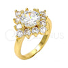 Oro Laminado Multi Stone Ring, Gold Filled Style with White and White Cubic Zirconia, Polished, Golden Finish, 01.205.0002.3.09 (Size 9)