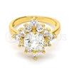 Oro Laminado Multi Stone Ring, Gold Filled Style with White and White Cubic Zirconia, Polished, Golden Finish, 01.205.0002.3.09 (Size 9)
