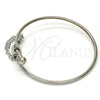 Stainless Steel Individual Bangle, Love Design, with White Crystal, Polished, Steel Finish, 07.258.0001.04 (02 MM Thickness, Size 4 (2.25 Diameter))