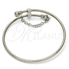 Stainless Steel Individual Bangle, Love Design, with White Crystal, Polished, Steel Finish, 07.258.0001.04 (02 MM Thickness, Size 4 (2.25 Diameter))