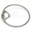 Stainless Steel Individual Bangle, Love Design, with White Crystal, Polished, Steel Finish, 07.258.0001.04 (02 MM Thickness, Size 4 (2.25 Diameter))