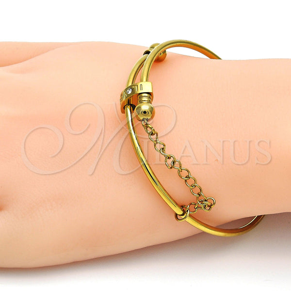 Stainless Steel Jewelry — Individual Bangle Love Design with White Crystal Polished — alternate product view — SKU 109920 | Acero Inoxidable joyería — Individual Bangle Love diseño with cristal blanco pulido — SKU 109920