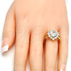 Oro Laminado Multi Stone Ring, Gold Filled Style Heart Design, with White Cubic Zirconia, Polished, Golden Finish, 01.205.0009.07 (Size 7)
