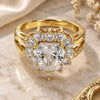 Oro Laminado Multi Stone Ring, Gold Filled Style Heart Design, with White Cubic Zirconia, Polished, Golden Finish, 01.205.0009.07 (Size 7)