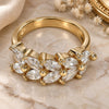 Oro Laminado Multi Stone Ring, Gold Filled Style Leaf Design, with White Cubic Zirconia, Polished, Golden Finish, 01.210.0007.08 (Size 8)